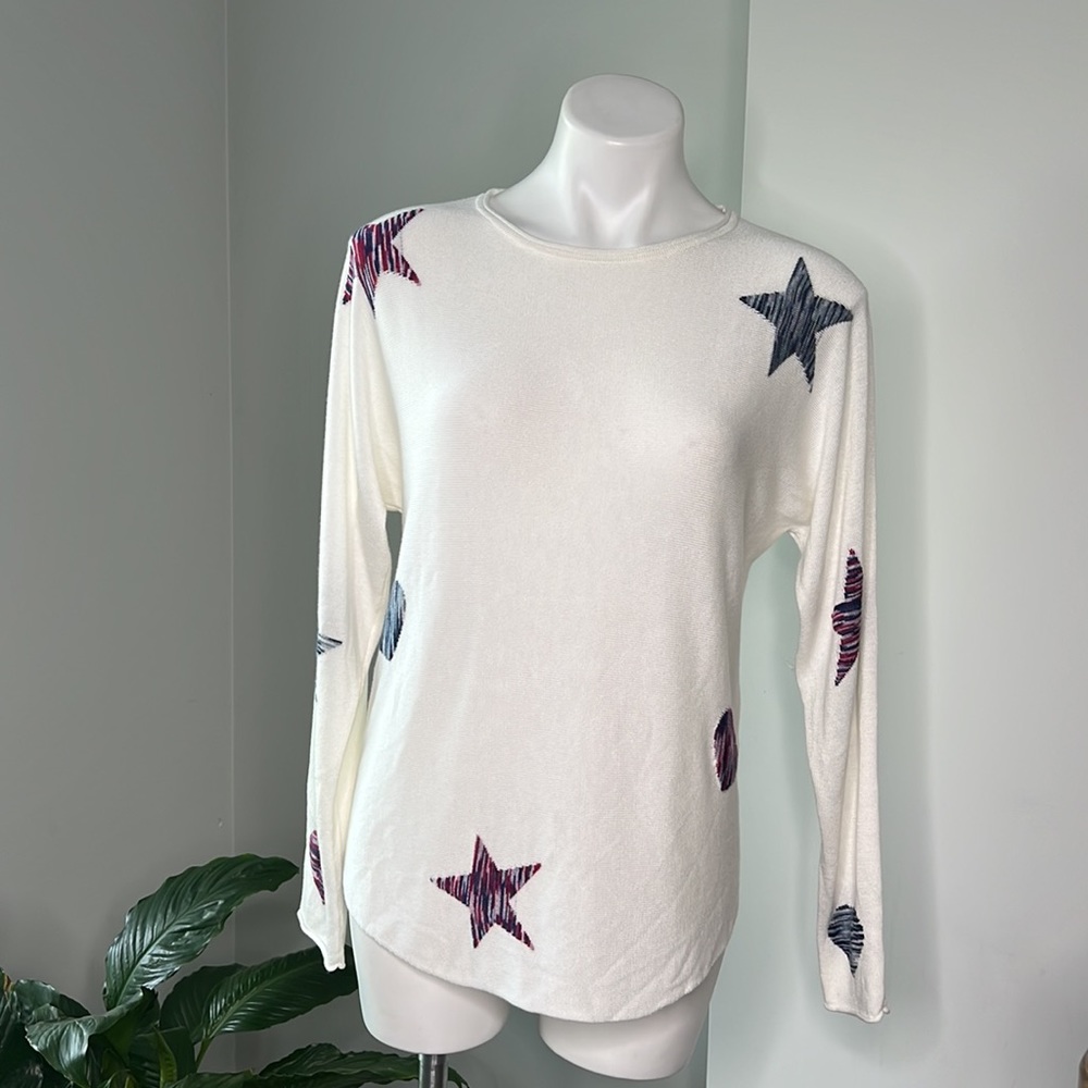 NWT Brit NY Pullover Cashmere blend Sweater stars size XS